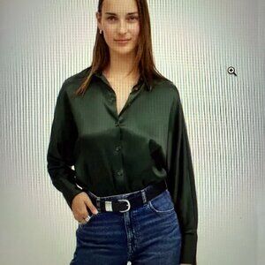 MADEWELL RELAXED DOLMAN SATIN BUTTON UP BLOUSE ~ NWT
